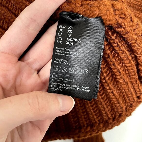 H&M knit sweater comfortable casual thick warm turtleneck style coral orange - Picture 5 of 5